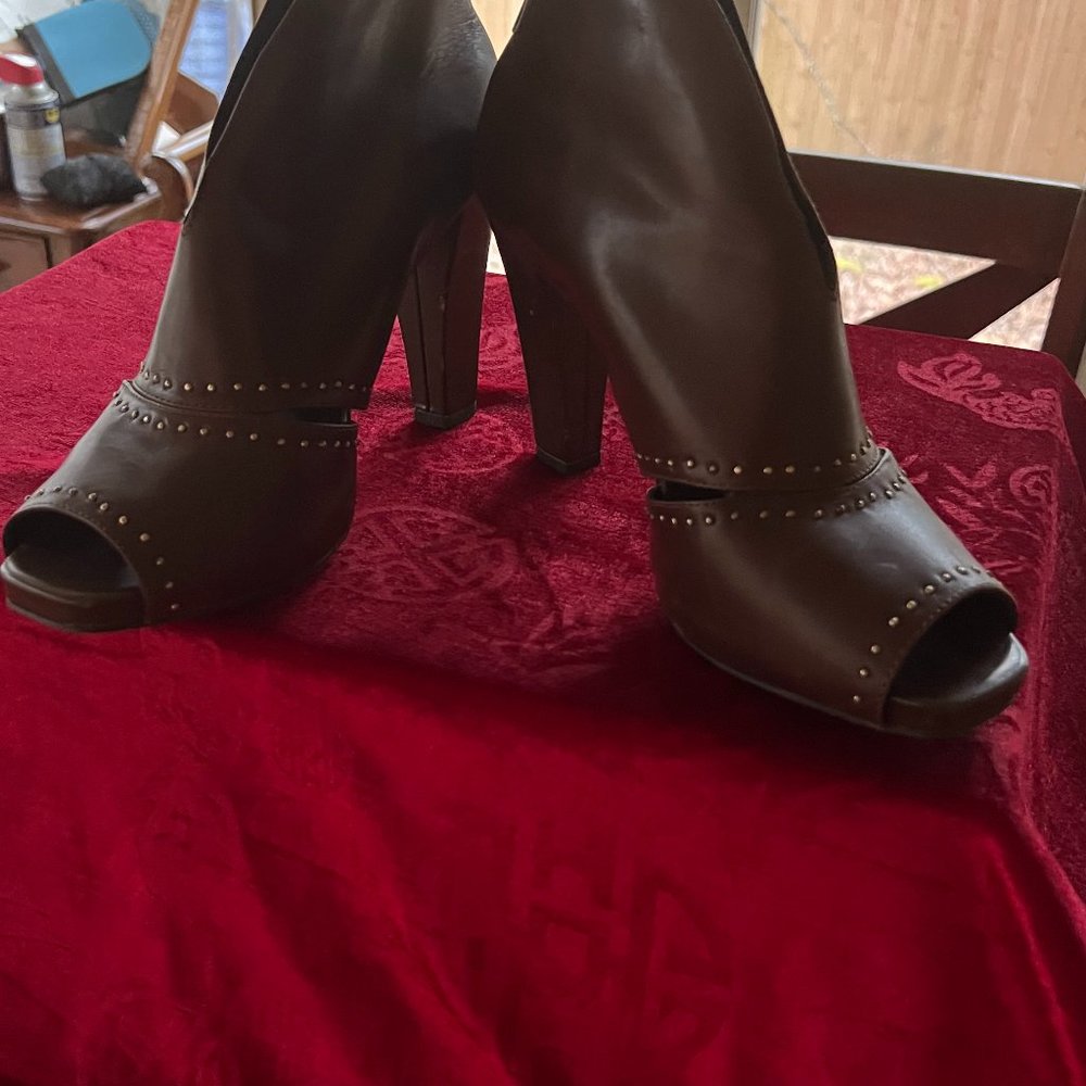Franco Sarto Brown Leather Ankle Boot- Size 10